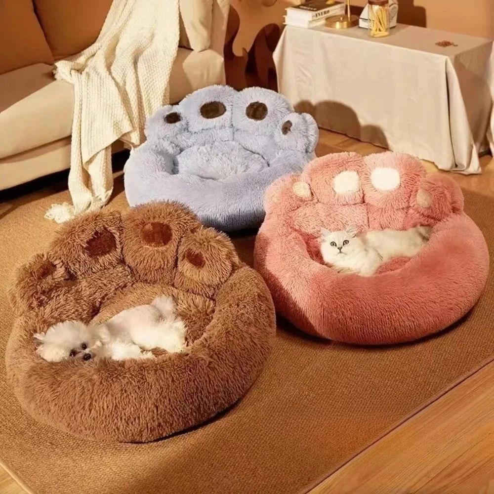 Washable Plush Pet Sofa with Cute Bear Paw Design for Dogs & Cats