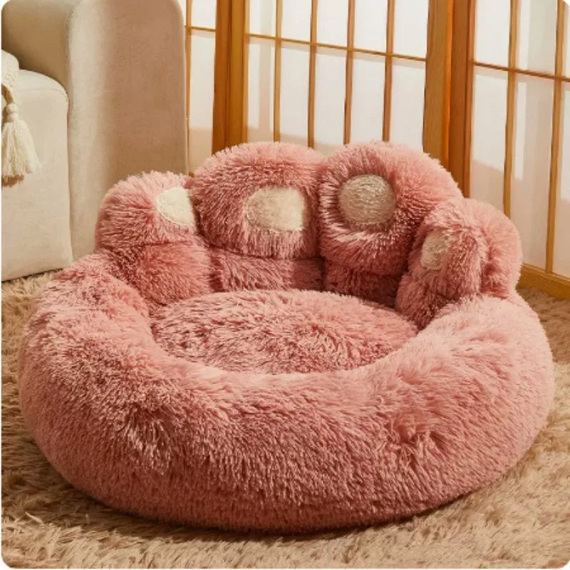 Washable Plush Pet Sofa with Cute Bear Paw Design for Dogs & Cats