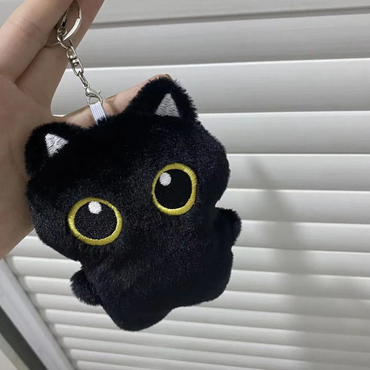 2Pcs Cute Black Cat Plush Keychains 10cm