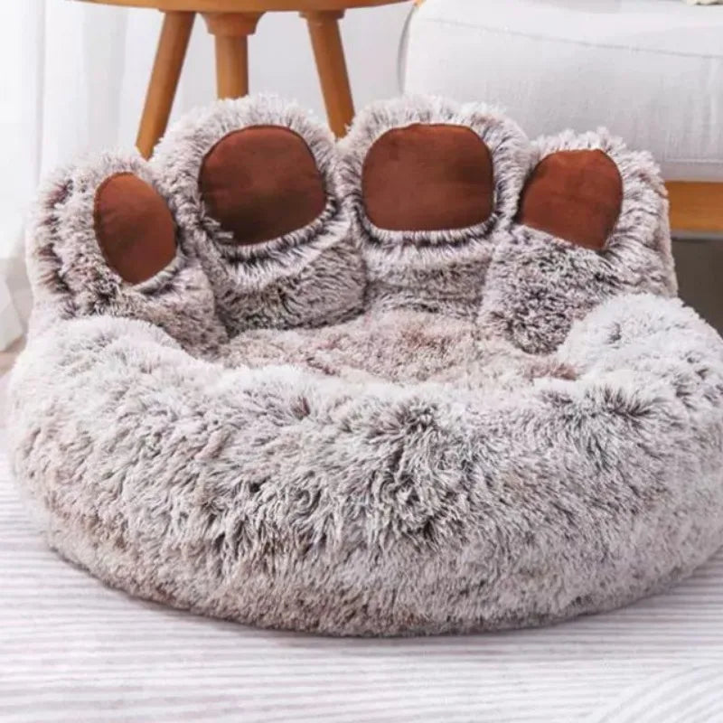 Washable Plush Pet Sofa with Cute Bear Paw Design for Dogs & Cats