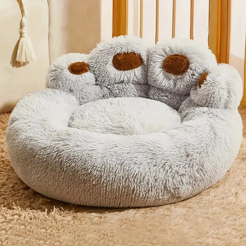 Washable Plush Pet Sofa with Cute Bear Paw Design for Dogs & Cats