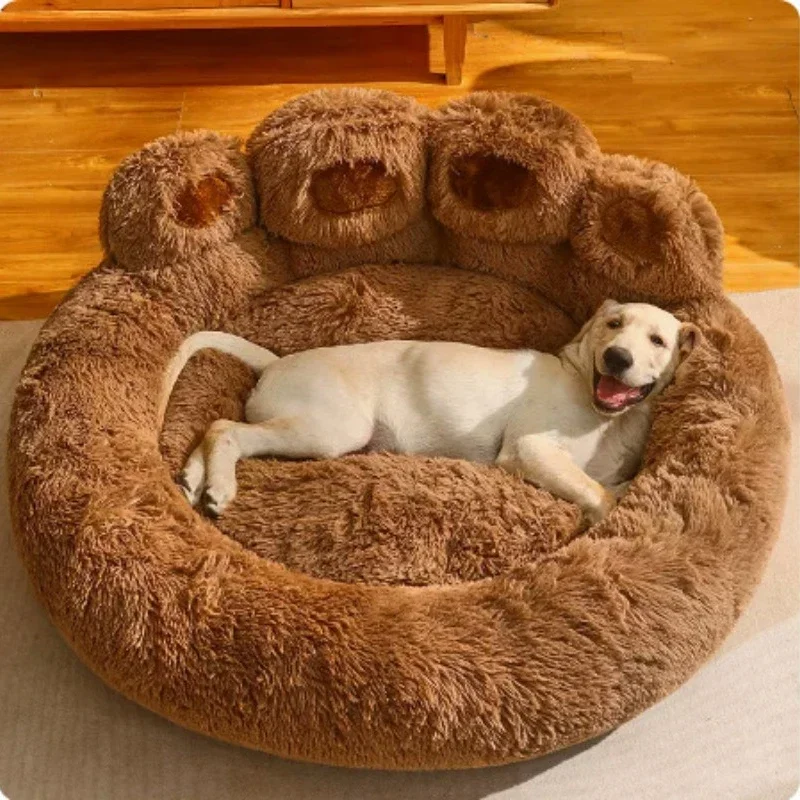 Washable Plush Pet Sofa with Cute Bear Paw Design for Dogs & Cats