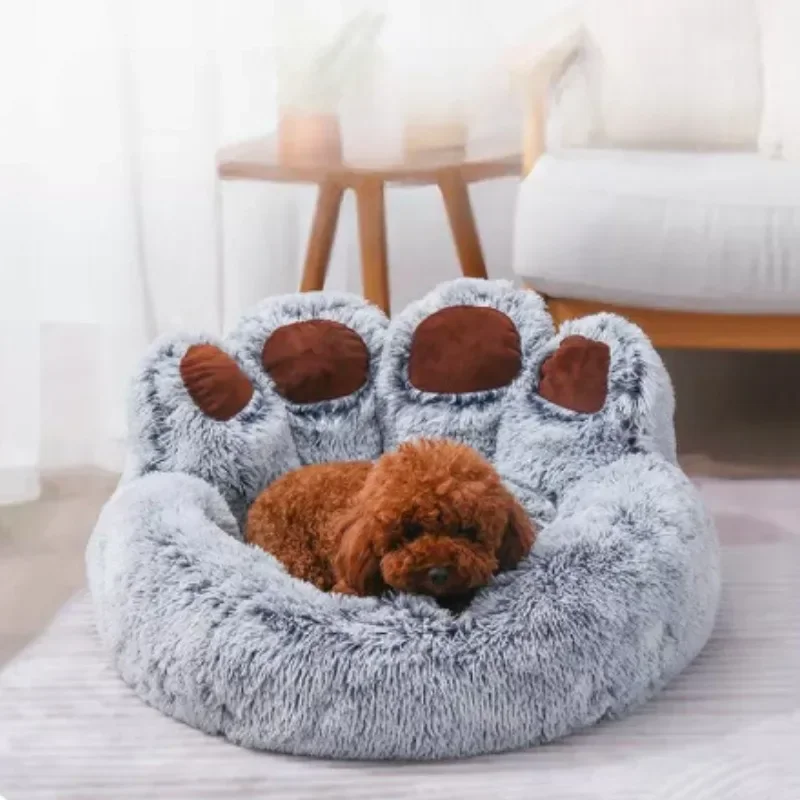 Washable Plush Pet Sofa with Cute Bear Paw Design for Dogs & Cats