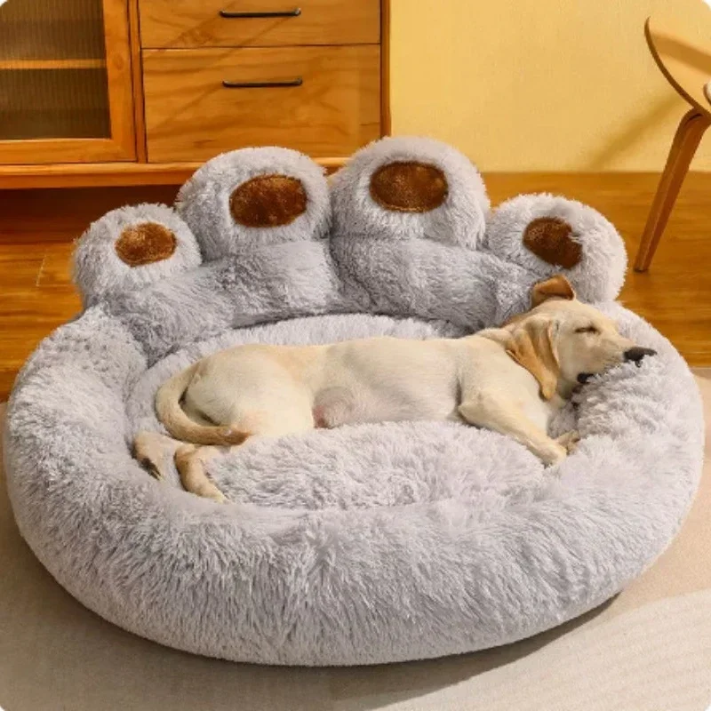 Washable Plush Pet Sofa with Cute Bear Paw Design for Dogs & Cats